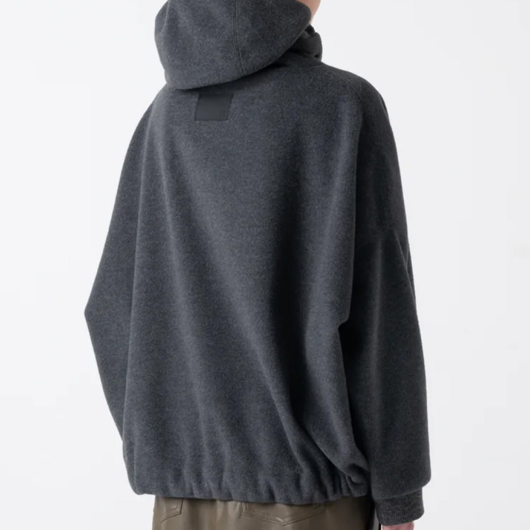 【COGTHEBIGSMOKE】KNOLL CROPPED HOODY / LIGHT WEIGHT BRUSHED DOUBLE JERSEY CHARCOAL