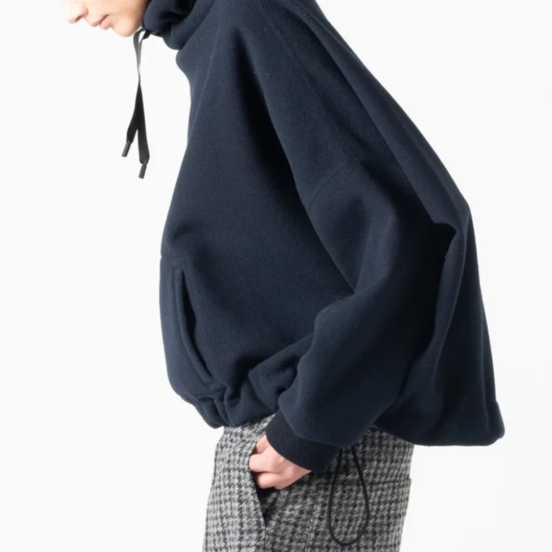 【COGTHEBIGSMOKE】KNOLL CROPPED HOODY / LIGHT WEIGHT BRUSHED DOUBLE JERSEY NAVY