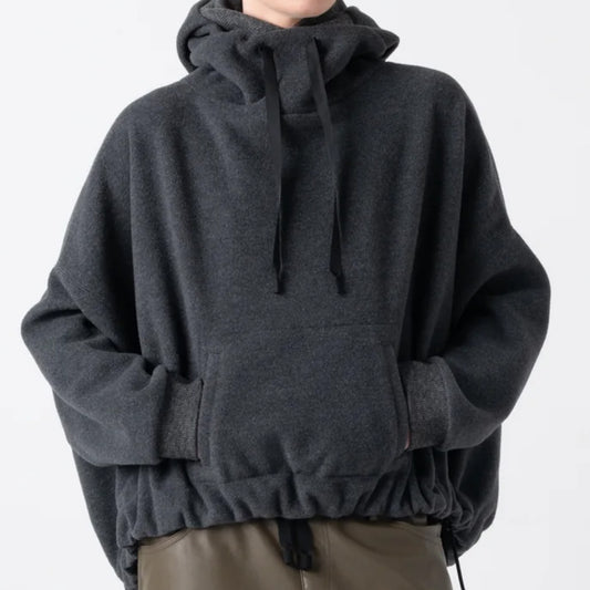 【COGTHEBIGSMOKE】KNOLL CROPPED HOODY / LIGHT WEIGHT BRUSHED DOUBLE JERSEY　CHARCOAL