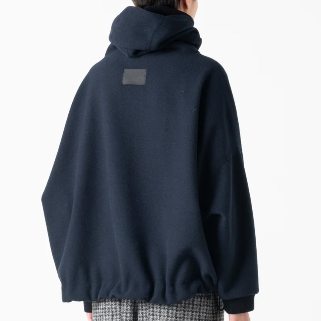 【COGTHEBIGSMOKE】KNOLL CROPPED HOODY / LIGHT WEIGHT BRUSHED DOUBLE JERSEY　NAVY